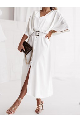 Sukienka klasyczna biała midi