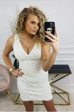 Sukienka sexy biała cekinowa
